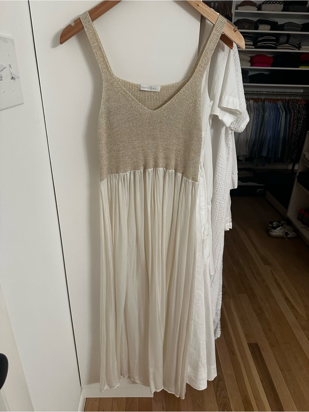 Knit Bodice Cream Maxi Dress